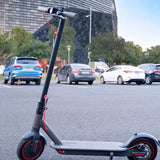 e1 electric scooter parked side view