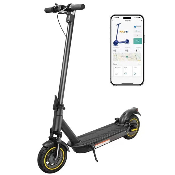 Hypeflow E1 electric scooter front view showcasing sleek design and app