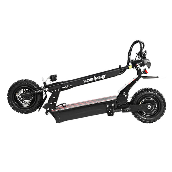 Folded Hypeflow FL1 electric scooter for convenient storage
